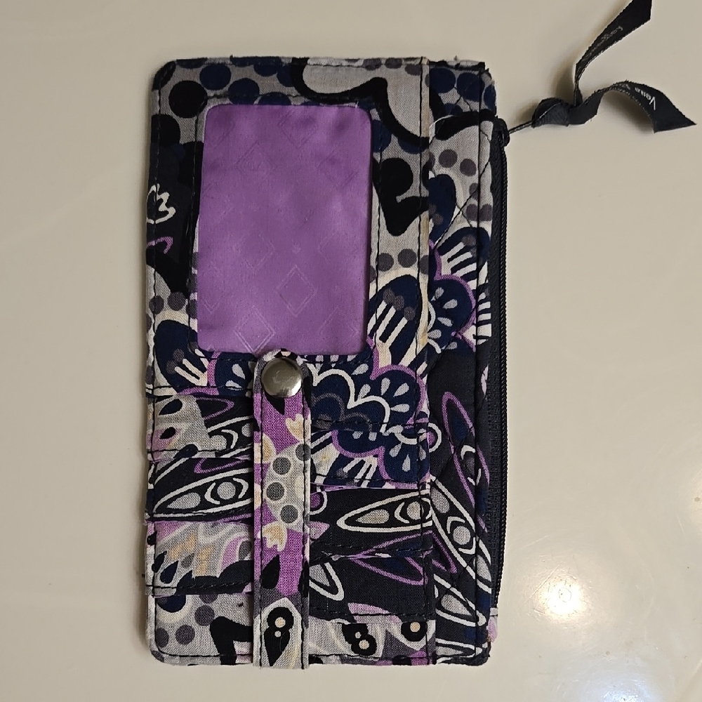 Vera Bradley Purple and Black Patterned Slim Wallet